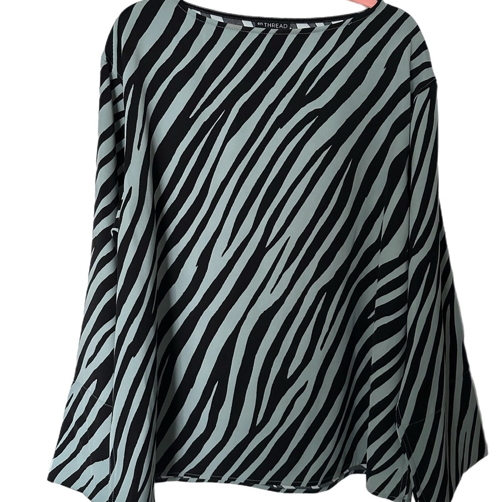 Black and Blue Zebra Print Women's Top